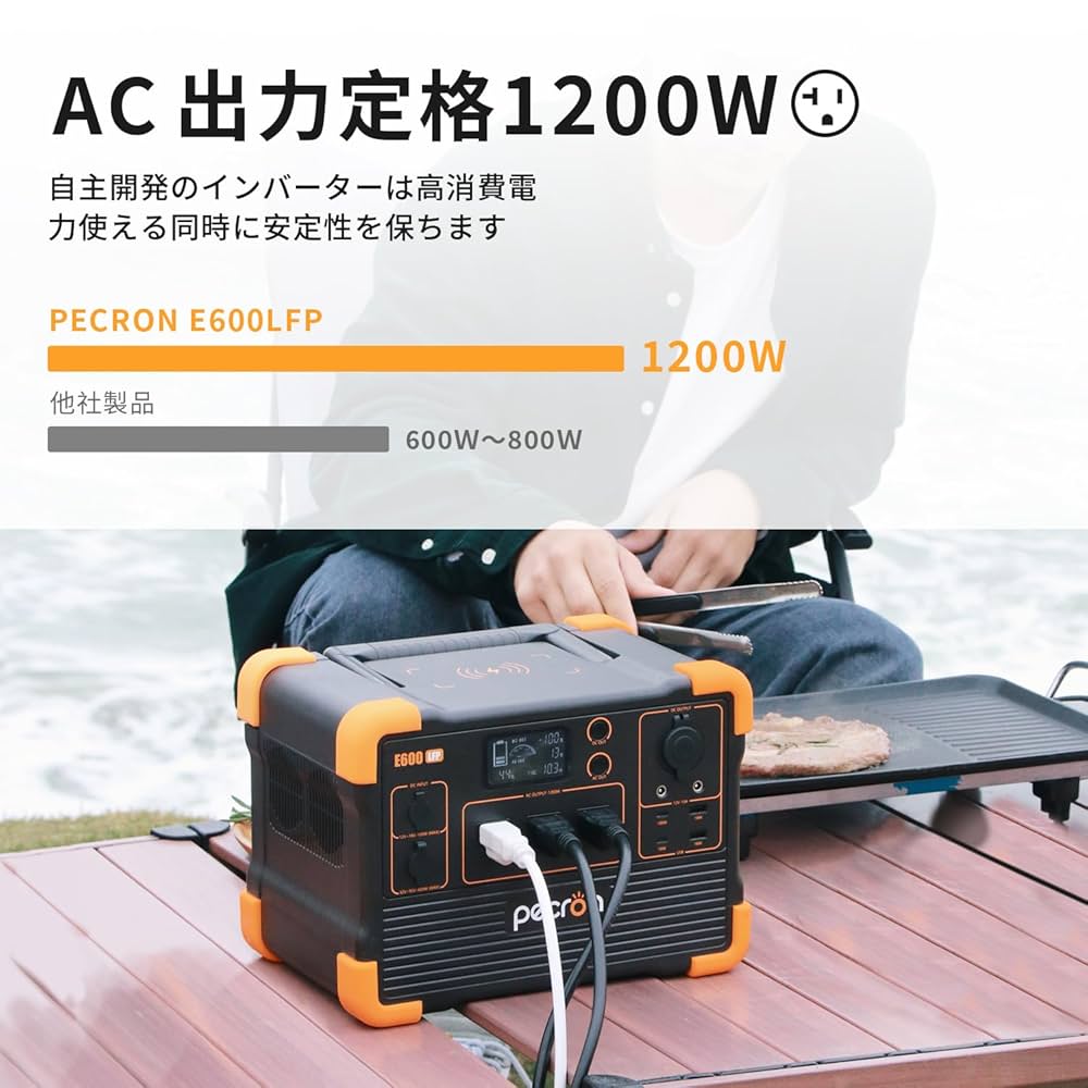 Pecron E600LFP ポータブル電源 　1200W 容量614Wh PECRON ポータブル電源 E600LFP | 定格出力1200W 容量614Wh リン